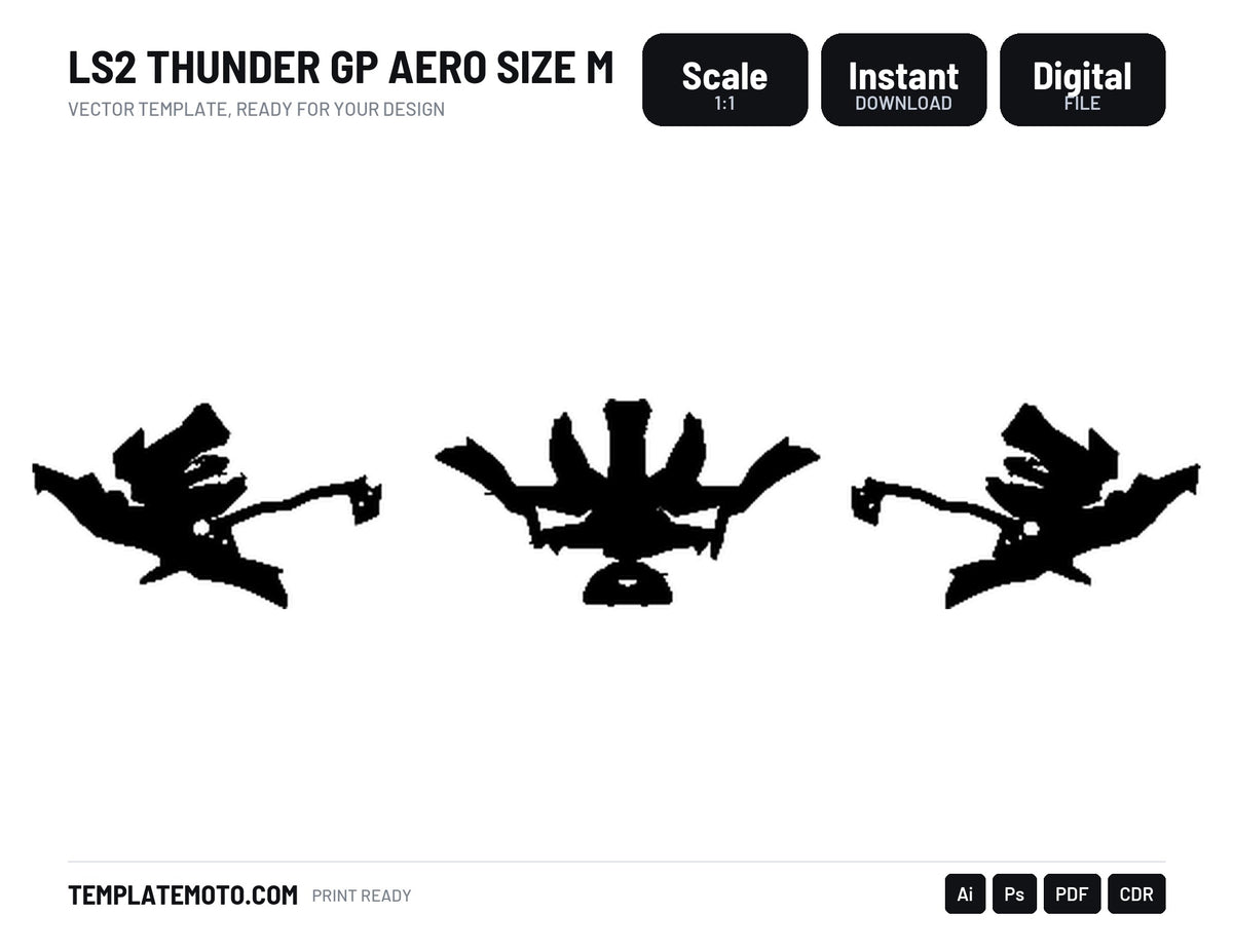 LS2 THUNDER GP AERO SIZE M Graphics Template Vector, scale 1:1 vector file