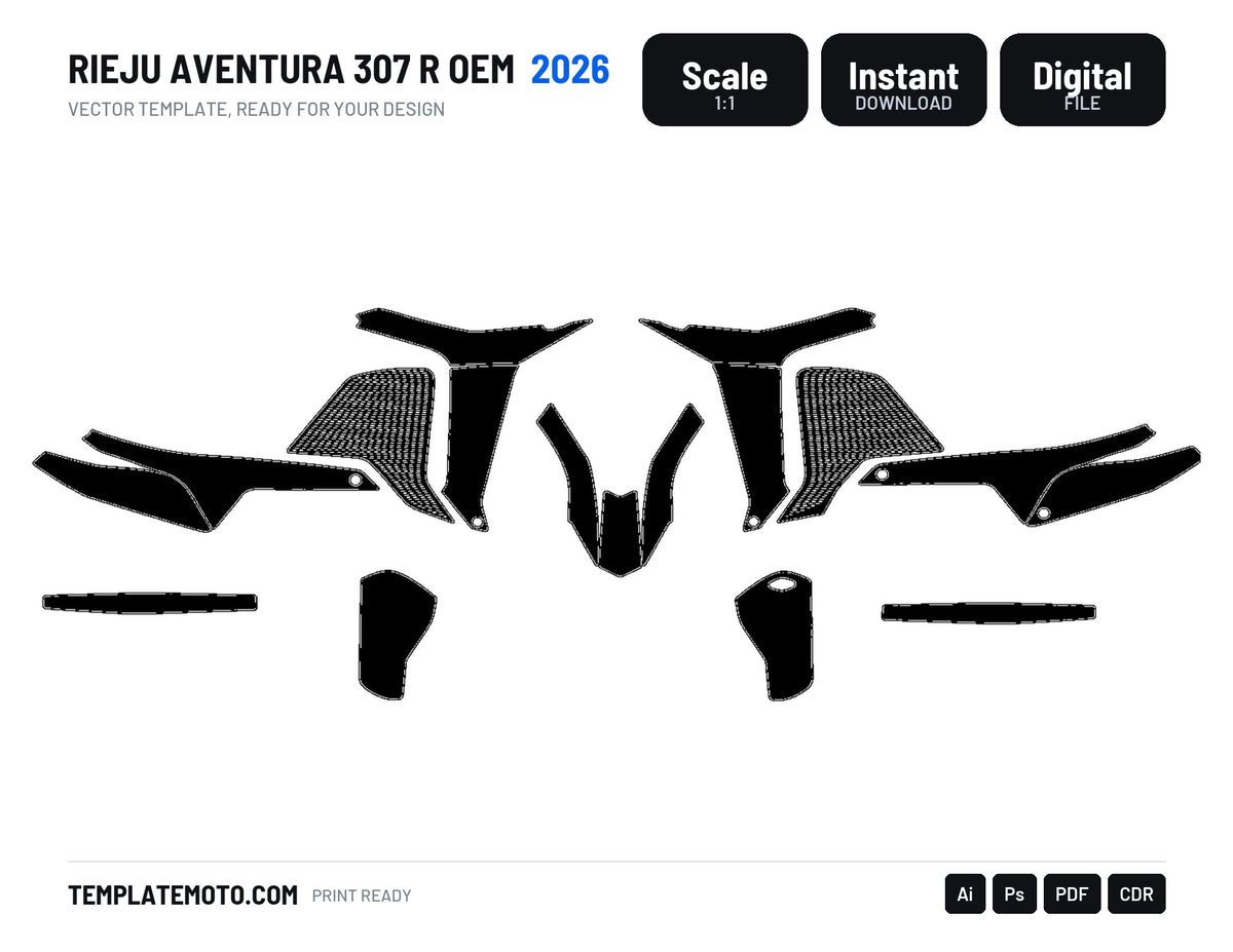 RIEJU AVENTURA 307 R OEM 2026 Graphics Template Vector, scale 1:1 vector file