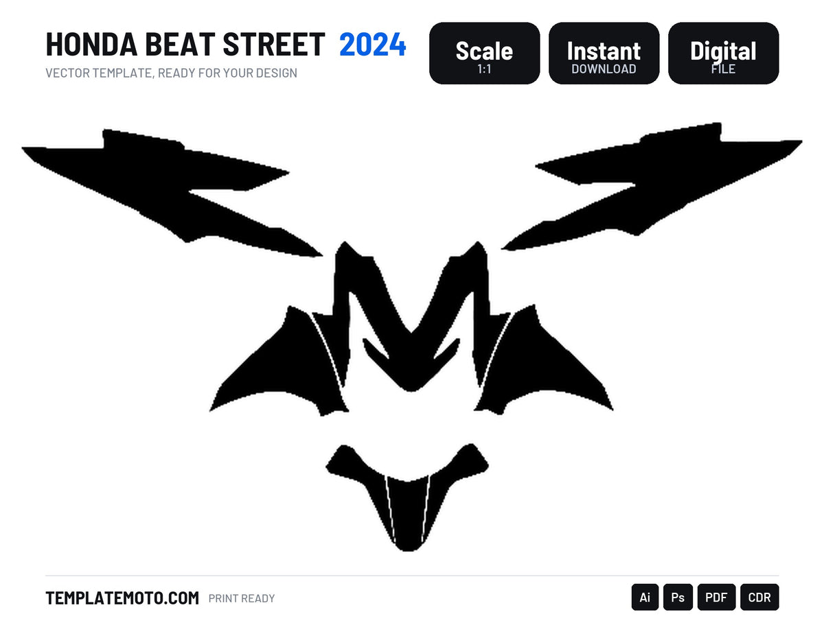 HONDA BEAT STREET 2024 Graphics Template Vector, scale 1:1 vector file