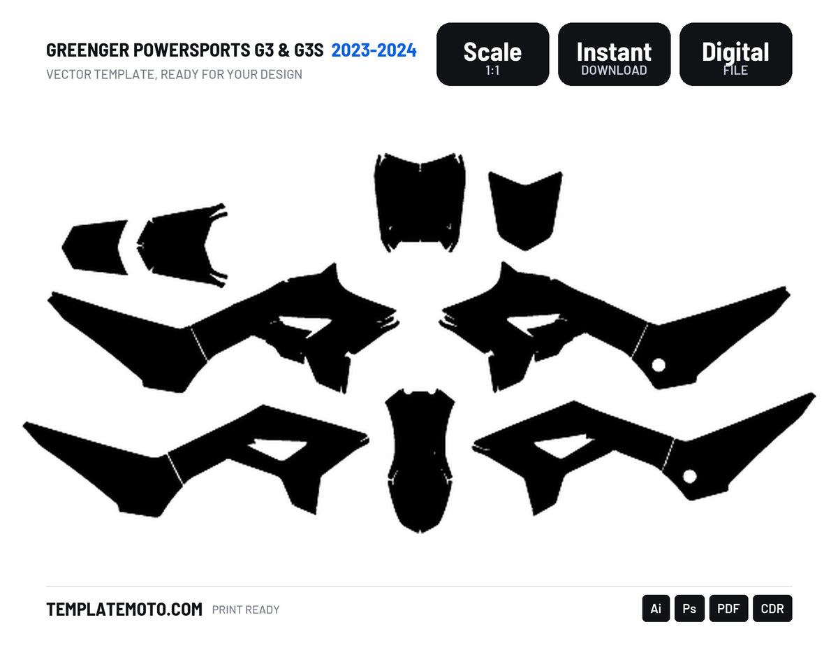 GREENGER POWERSPORTS G3 & G3S 2023 2024 Graphics Template Vector, scale 1:1 vector file