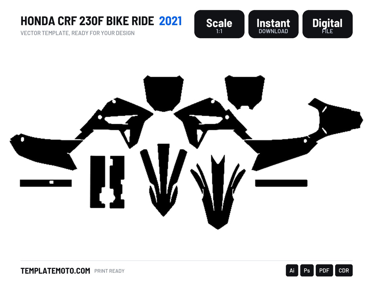 HONDA CRF 230F BIKE RIDE 2021 Graphics Template Vector, scale 1:1 vector file