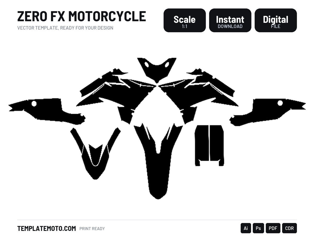 ZERO FX MOTORCYCLE Graphics Template Vector, scale 1:1 vector file