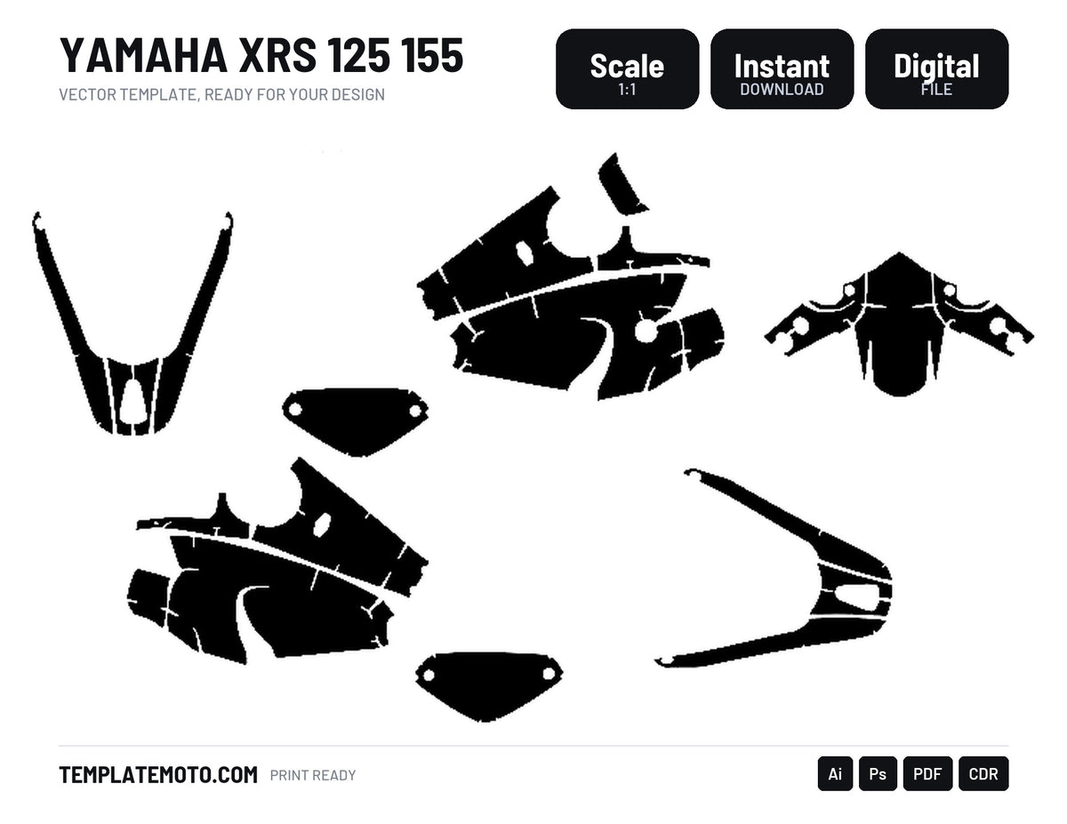 YAMAHA XRS 125 155 Graphics Template Vector, scale 1:1 vector file