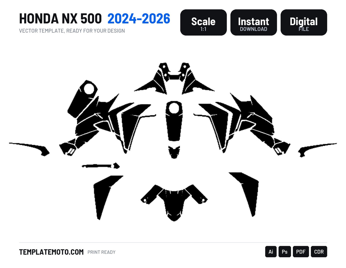 HONDA NX 500 2024-2026 Graphics Template Vector, scale 1:1 vector file