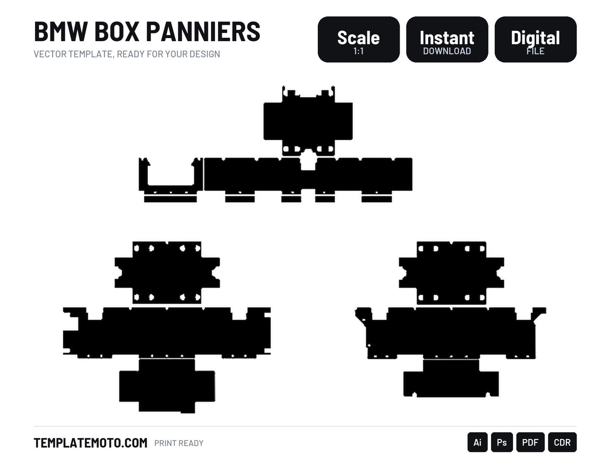 BMW BOX PANNIERS Graphics Template Vector, scale 1:1 vector file