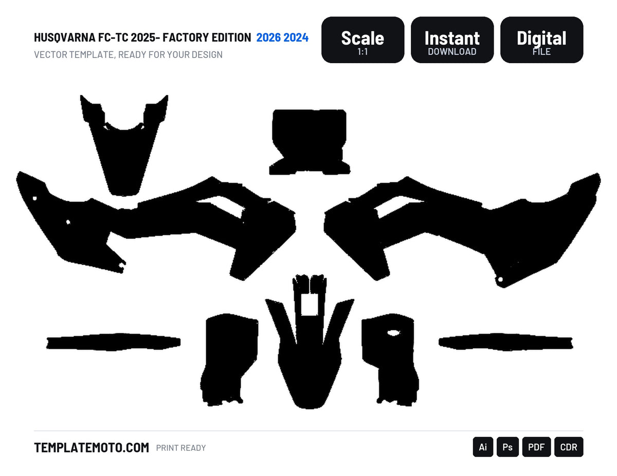 HUSQVARNA FC-TC 2025-2026 2024 FACTORY EDITION Graphics Template Vector, scale 1:1 vector file