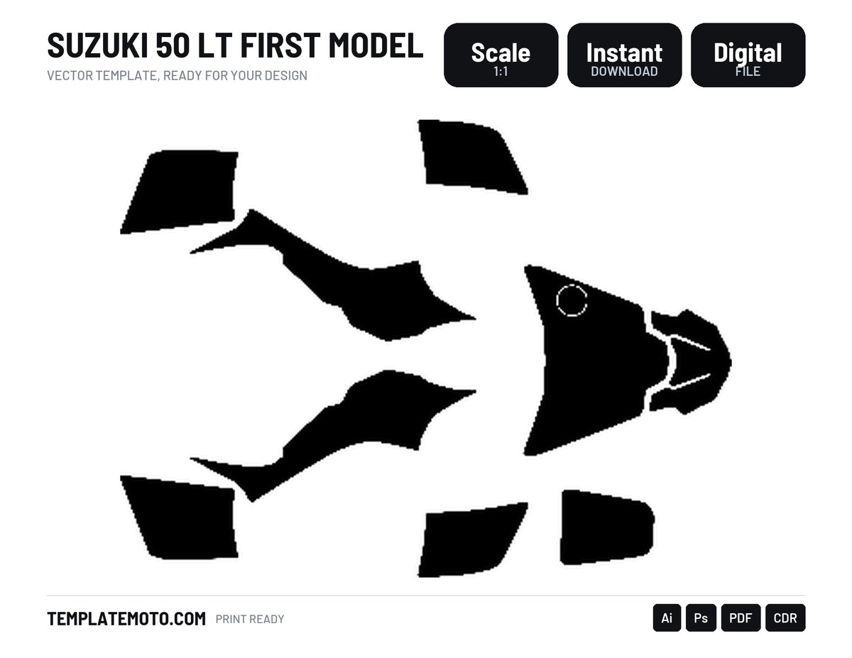 SUZUKI 50 LT FIRST MODEL Graphics Template Vector, scale 1:1 vector file