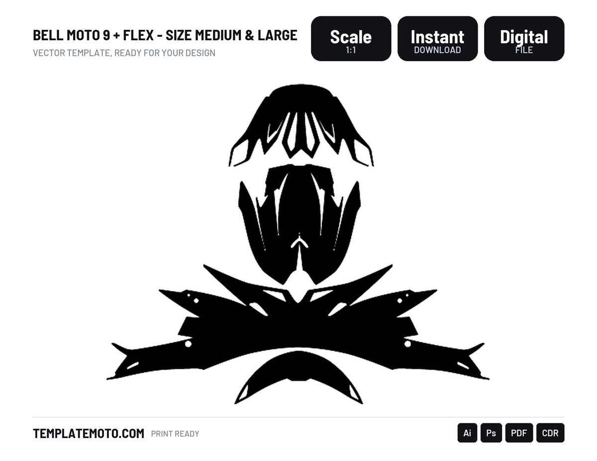 BELL MOTO 9 + FLEX - SIZE MEDIUM & LARGE Graphics Template Vector, scale 1:1 vector file