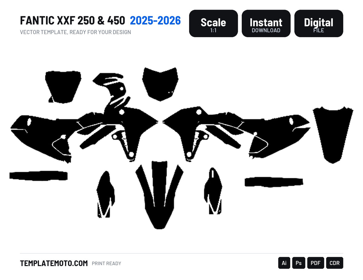 FANTIC XXF 250 & 450 2025-2026 Graphics Template Vector, scale 1:1 vector file
