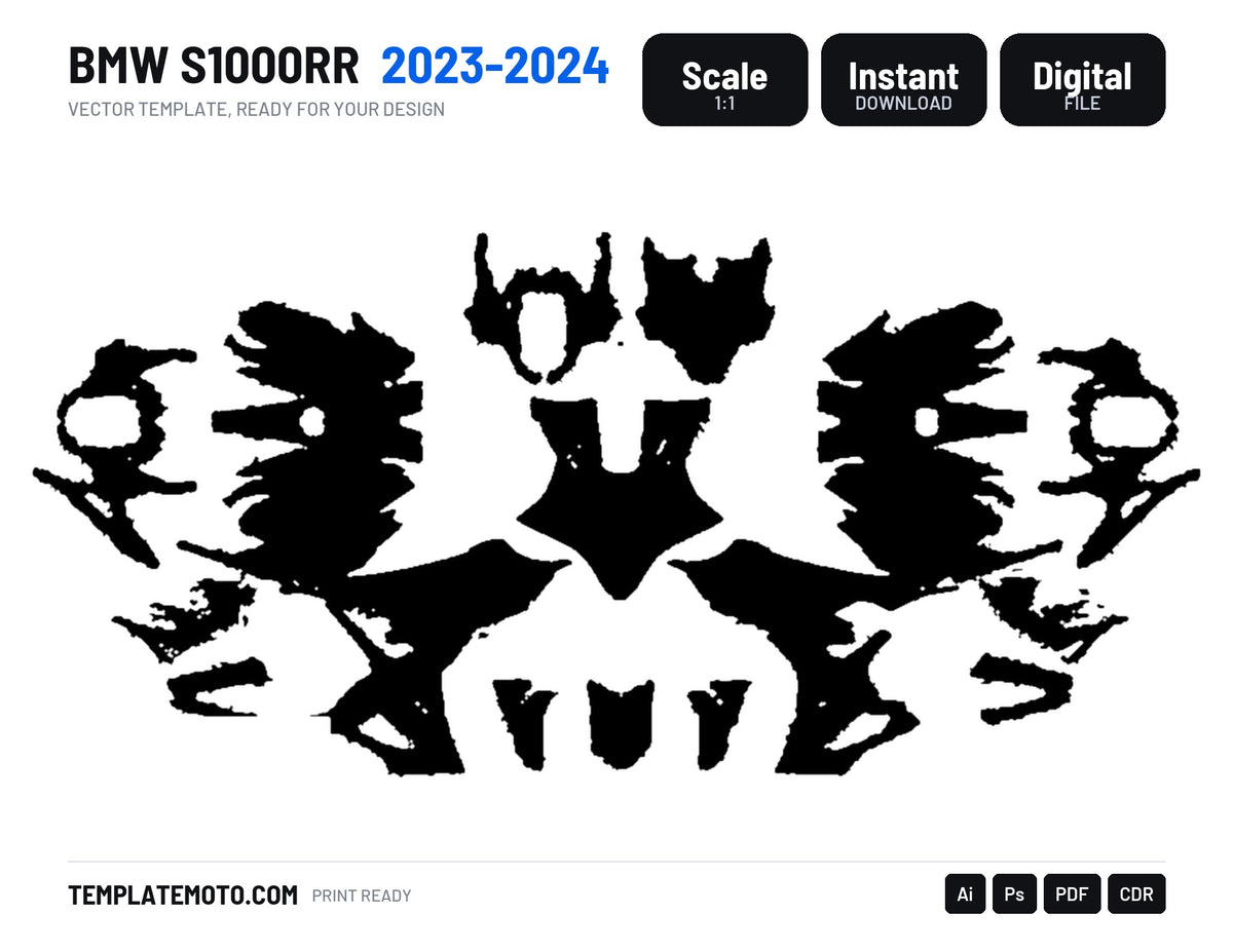 BMW S1000RR 2023-2024 Graphics Template Vector, scale 1:1 vector file