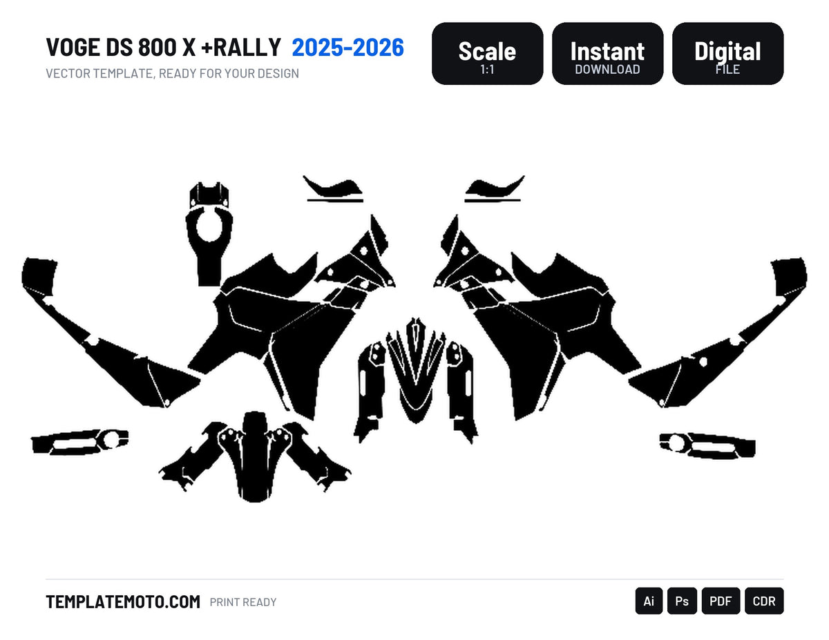VOGE DS 800 X +RALLY 2025 2026 Graphics Template Vector, scale 1:1 vector file