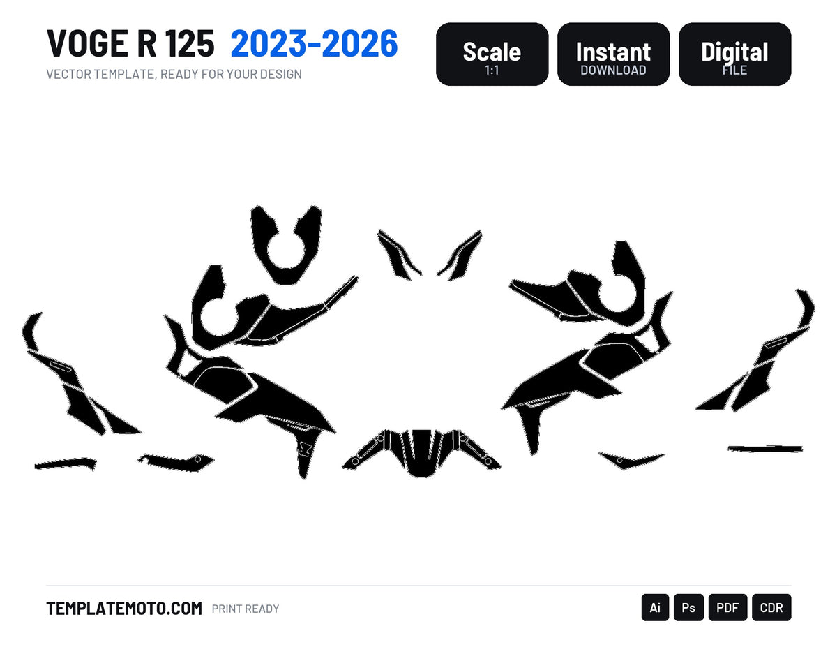 VOGE R 125 2023-2026 Graphics Template Vector, scale 1:1 vector file