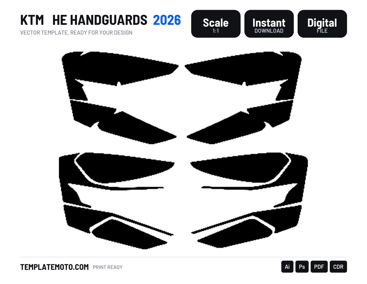 KTM 2026 HE HANDGUARDS Graphics Template Vector, scale 1:1 vector file