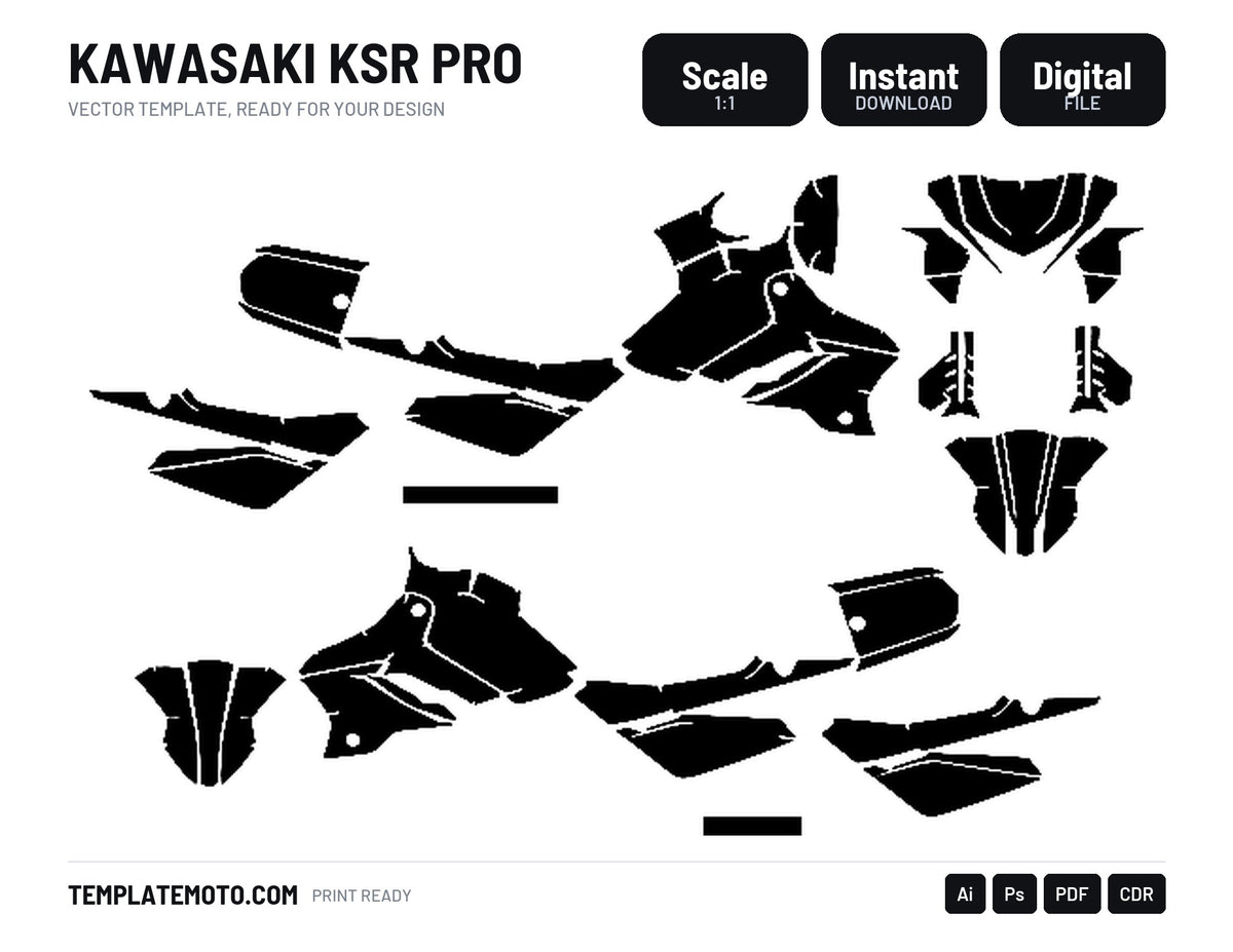 KAWASAKI KSR PRO Graphics Template Vector, scale 1:1 vector file