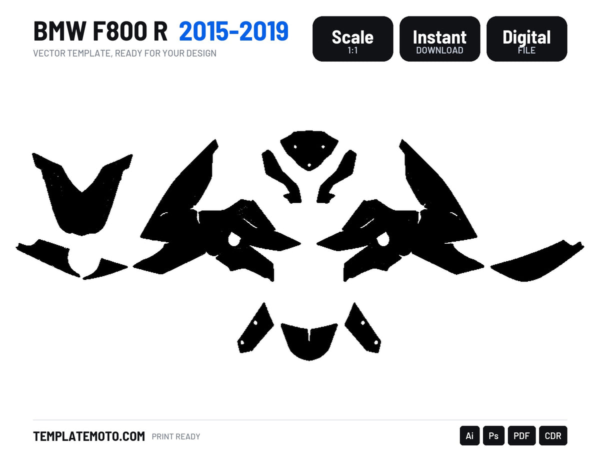 BMW F800 R 2015-2019 Graphics Template Vector, scale 1:1 vector file
