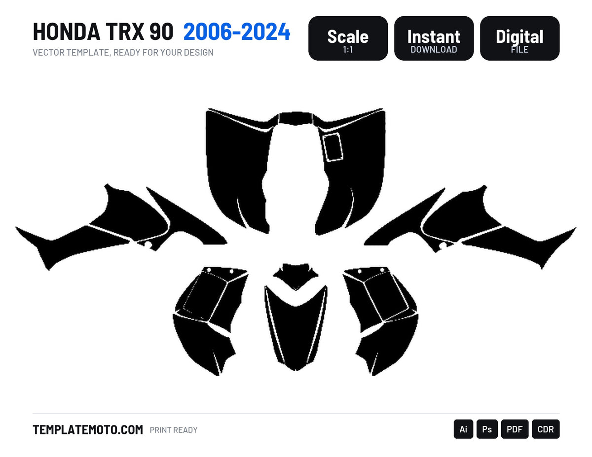 HONDA TRX 90 2006-2024 Graphics Template Vector, scale 1:1 vector file