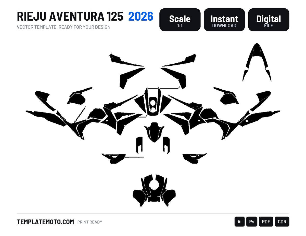 RIEJU AVENTURA 125 2026 Graphics Template Vector, scale 1:1 vector file