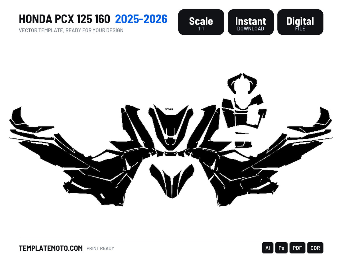 HONDA PCX 125 160 2025 2026 Graphics Template Vector, scale 1:1 vector file