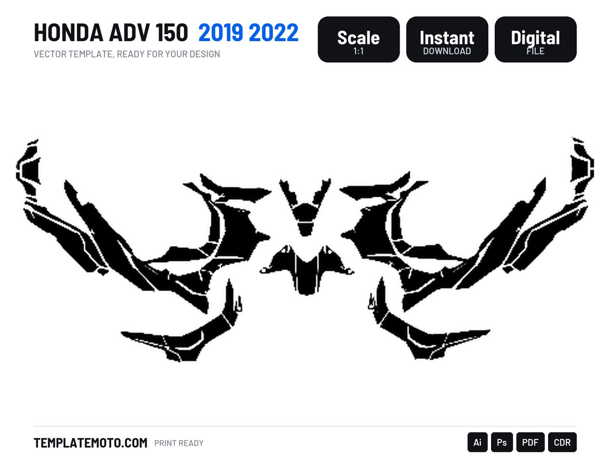 HONDA ADV 150 2019 2022 Graphics Template Vector, scale 1:1 vector file