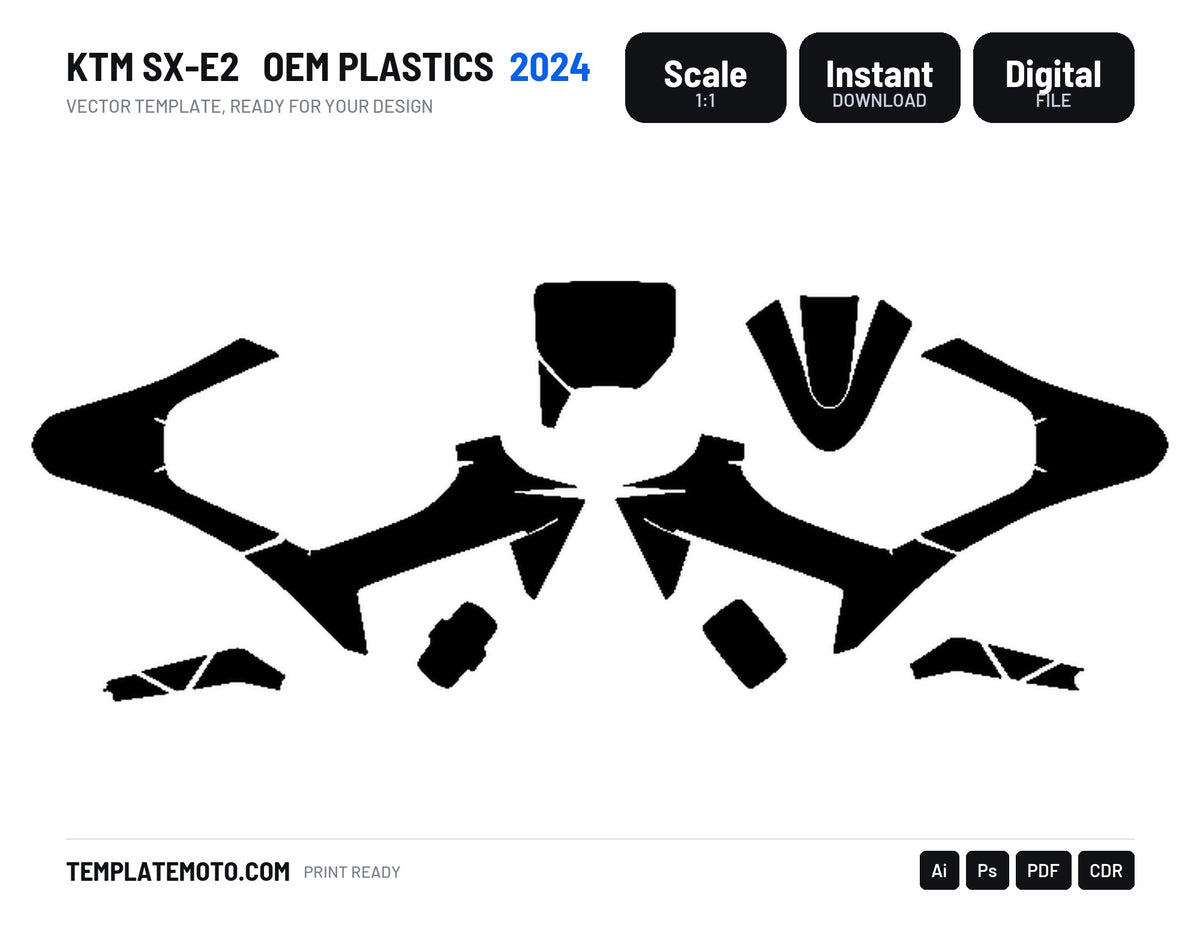 KTM SX-E2 2024 OEM PLASTICS Graphics Template Vector, scale 1:1 vector file