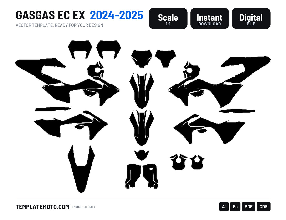GASGAS EC EX 2024-2025 Graphics Template Vector, scale 1:1 vector file