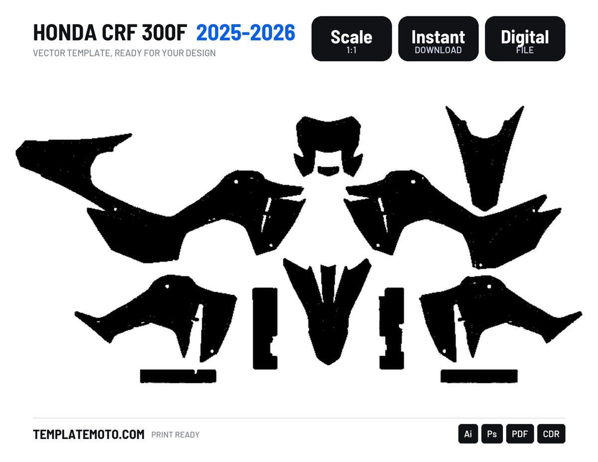 HONDA CRF 300F 2025-2026 Graphics Template Vector, scale 1:1 vector file