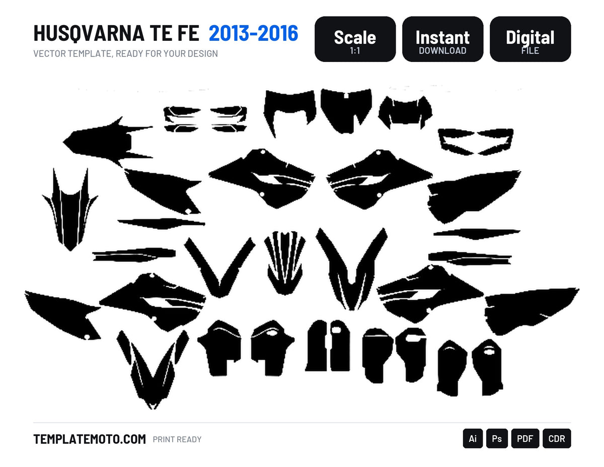 HUSQVARNA TE FE 2013-2016 Graphics Template Vector, scale 1:1 vector file