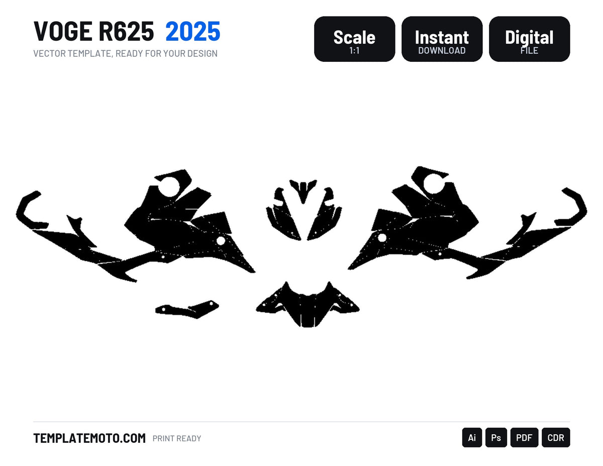 VOGE R625 2025 Graphics Template Vector, scale 1:1 vector file