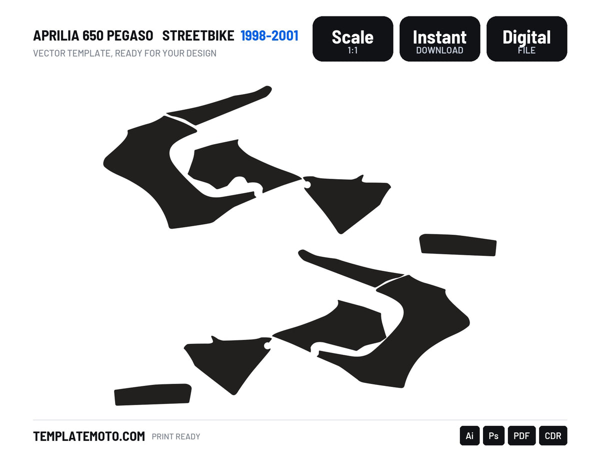 APRILIA 650 Pegaso Streetbike Graphics Template Vector, scale 1:1 vector file