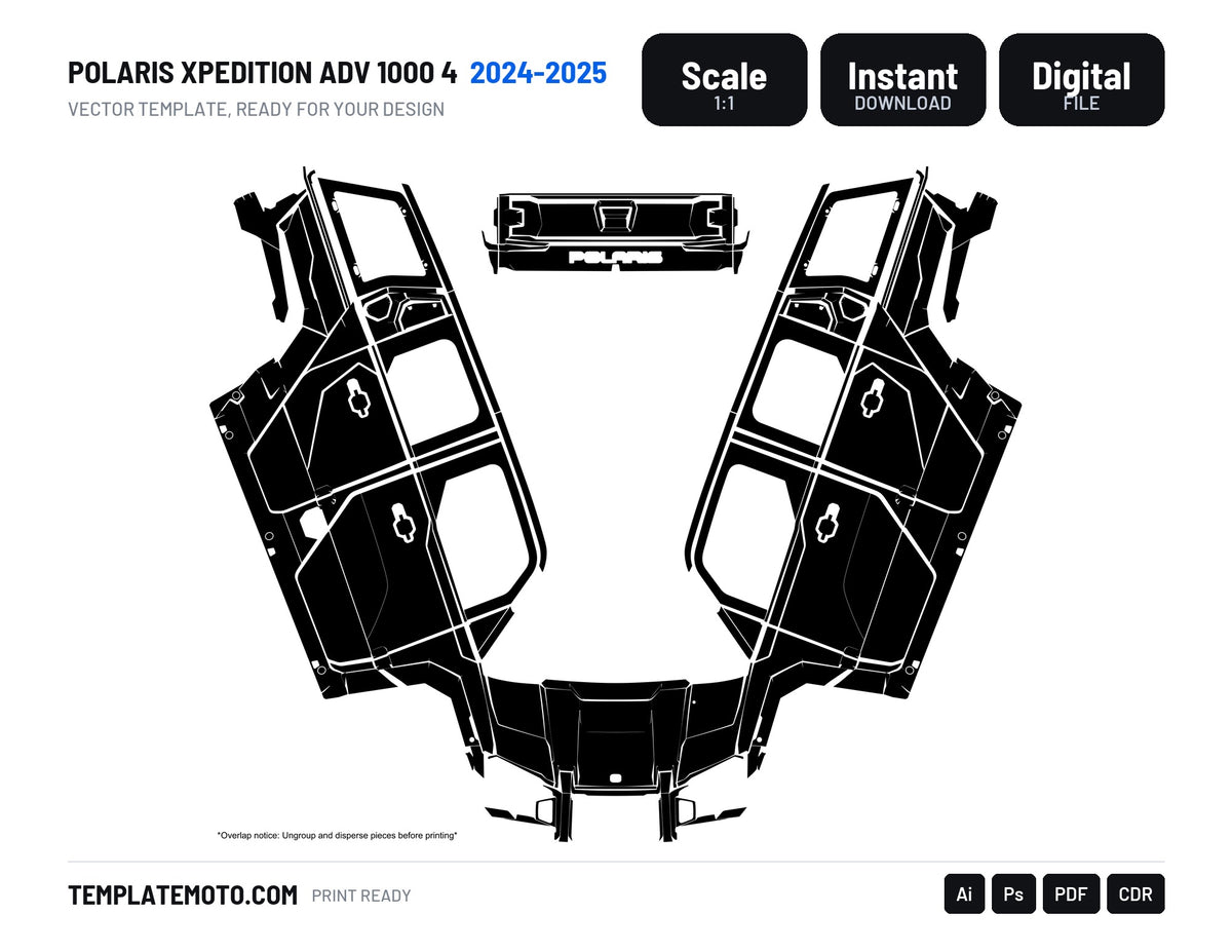 POLARIS XPEDITION ADV 1000 4 2024-2025 Graphics Template Vector, scale 1:1 vector file
