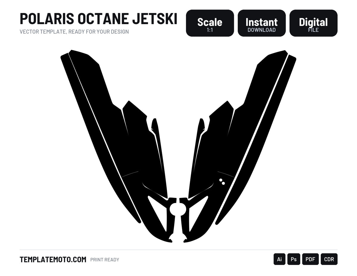 Polaris Octane Jetski Graphics Template Vector, scale 1:1 vector file