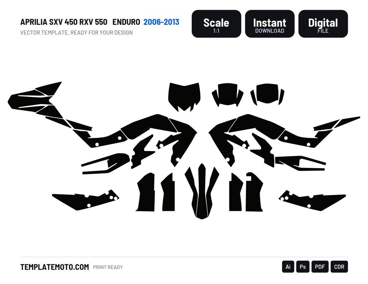 Aprilia SXV 450 RXV 550 2006-2013 Graphics Template Vector Enduro, scale 1:1 vector file