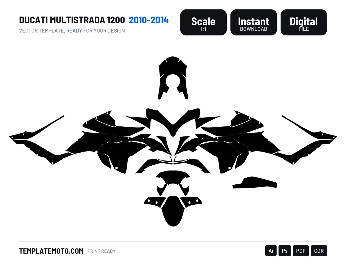 Ducati Multistrada 1200 (2010-2014) Graphics Template Vector, scale 1:1 vector file