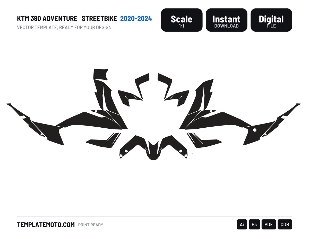 KTM 390 ADVENTURE 2020-2024 Streetbike Graphics Template Vector, scale 1:1 vector file