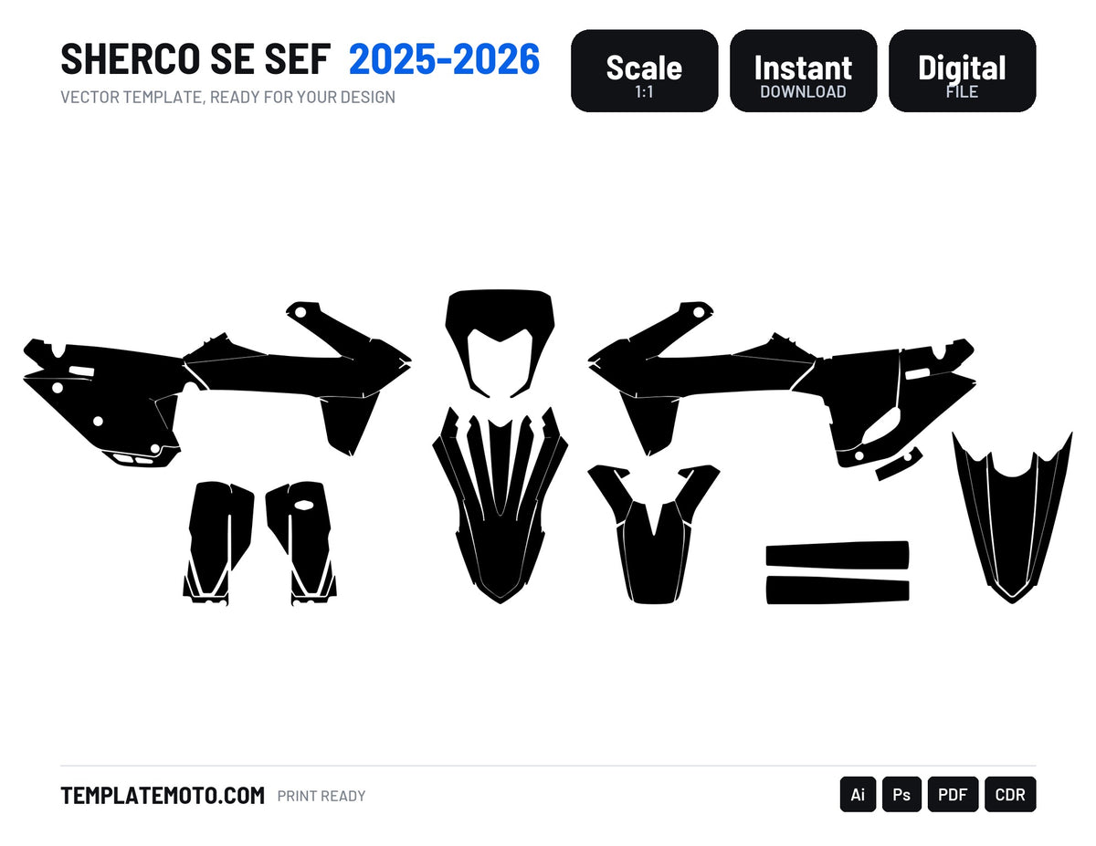 SHERCO SE SEF 2025 Template vector graphics, scale 1:1 vector file