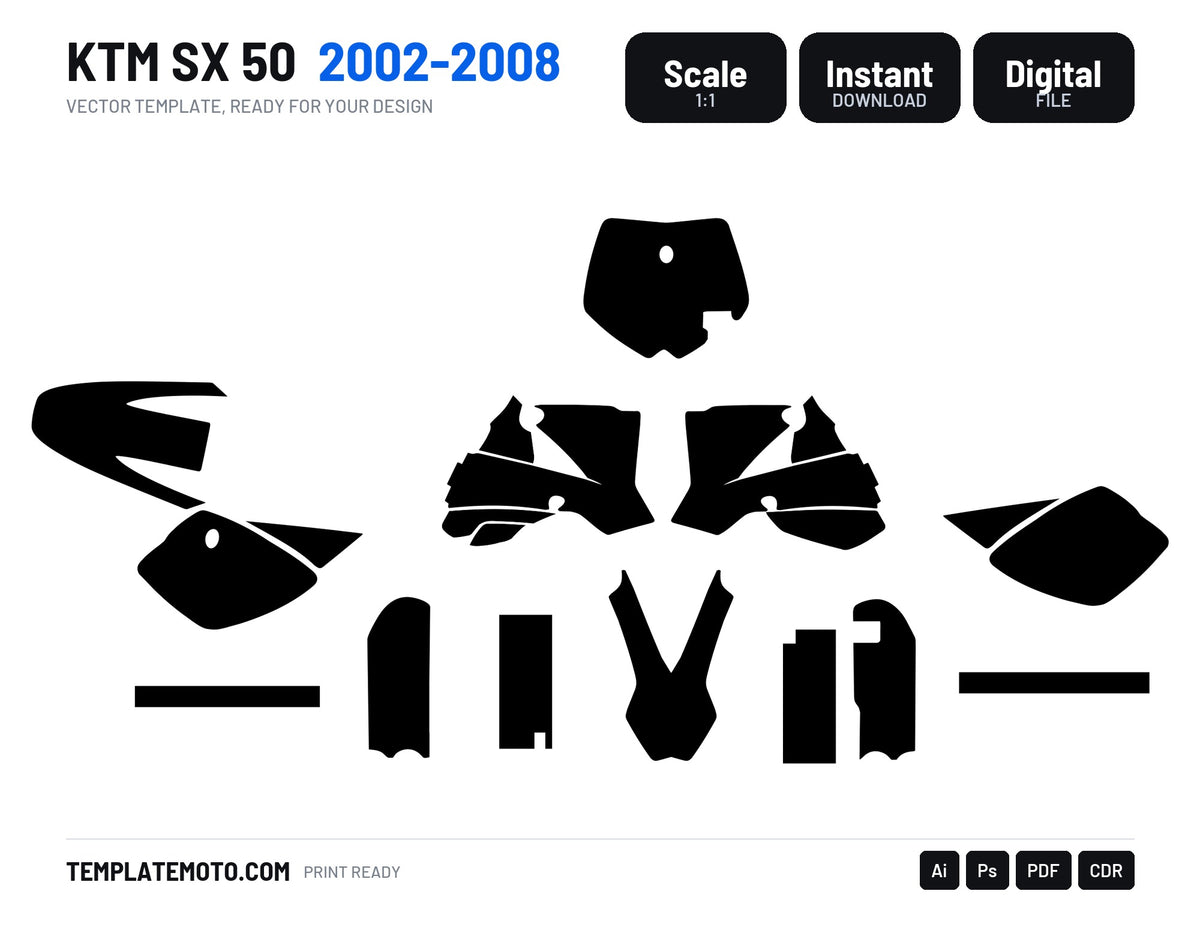 KTM SX 50 2002-2008 Graphics Template Vector, scale 1:1 vector file