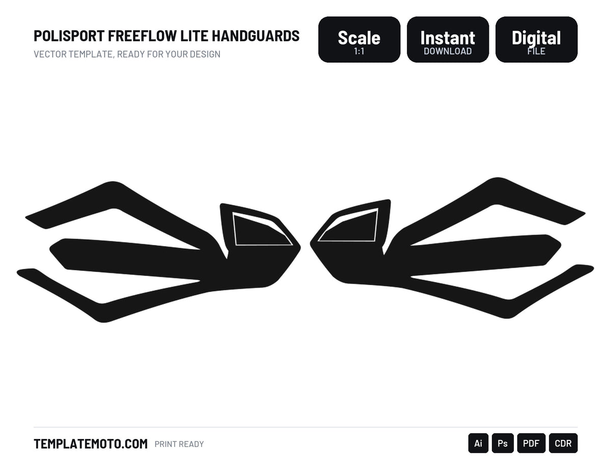 POLISPORT FREEFLOW LITE HANDGUARDS Graphics Template Vector, scale 1:1 vector file