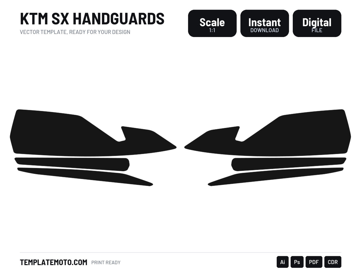 KTM SX HANDGUARDS Graphics Template Vector, scale 1:1 vector file