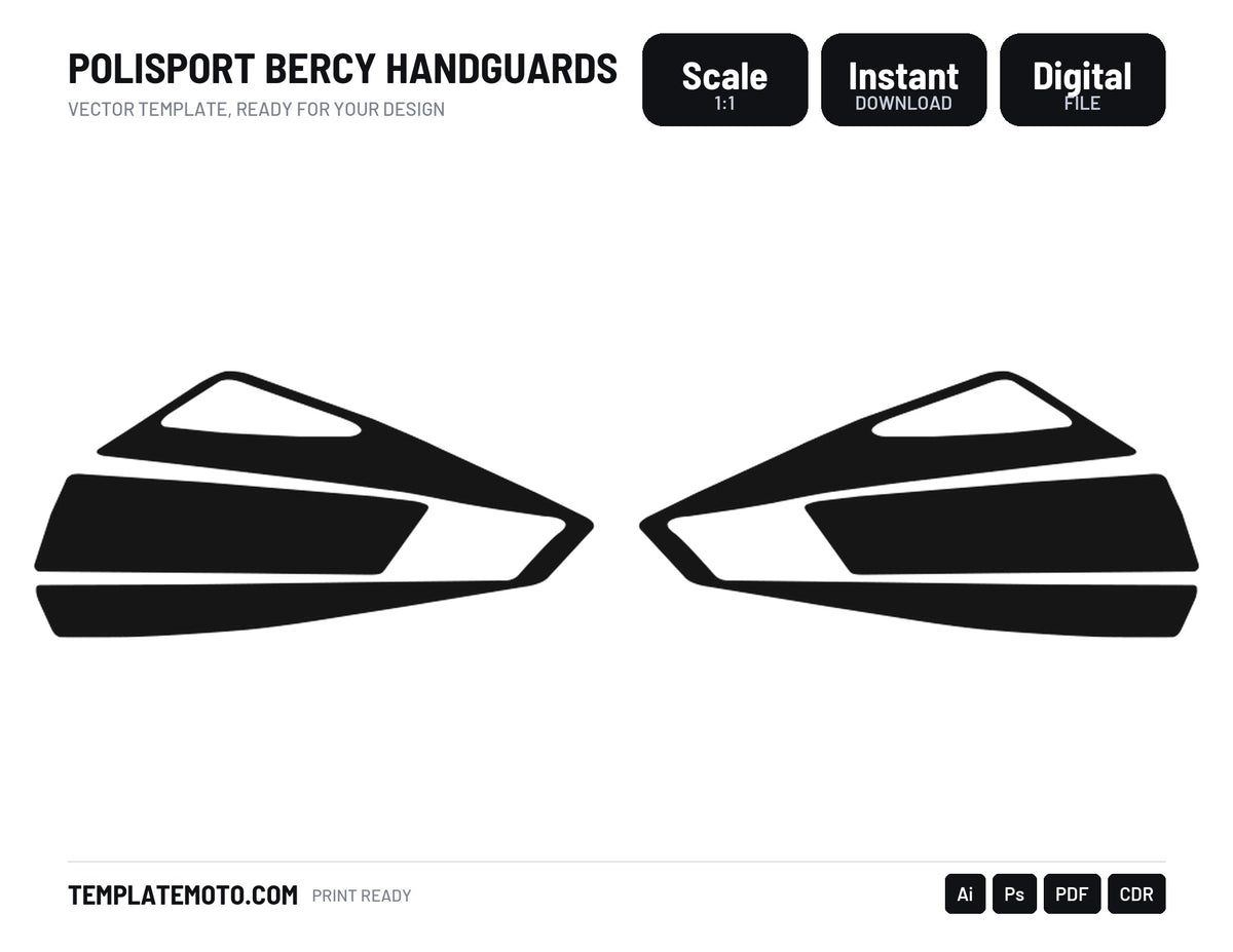 POLISPORT BERCY HANDGUARDS Graphics Template Vector, scale 1:1 vector file