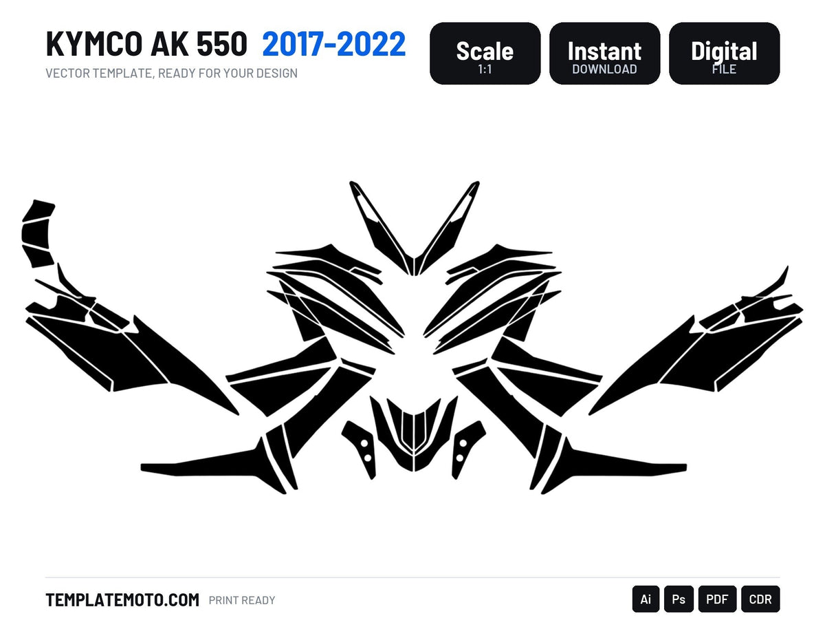 KYMCO AK 550 2017-2022 Graphics Template Vector