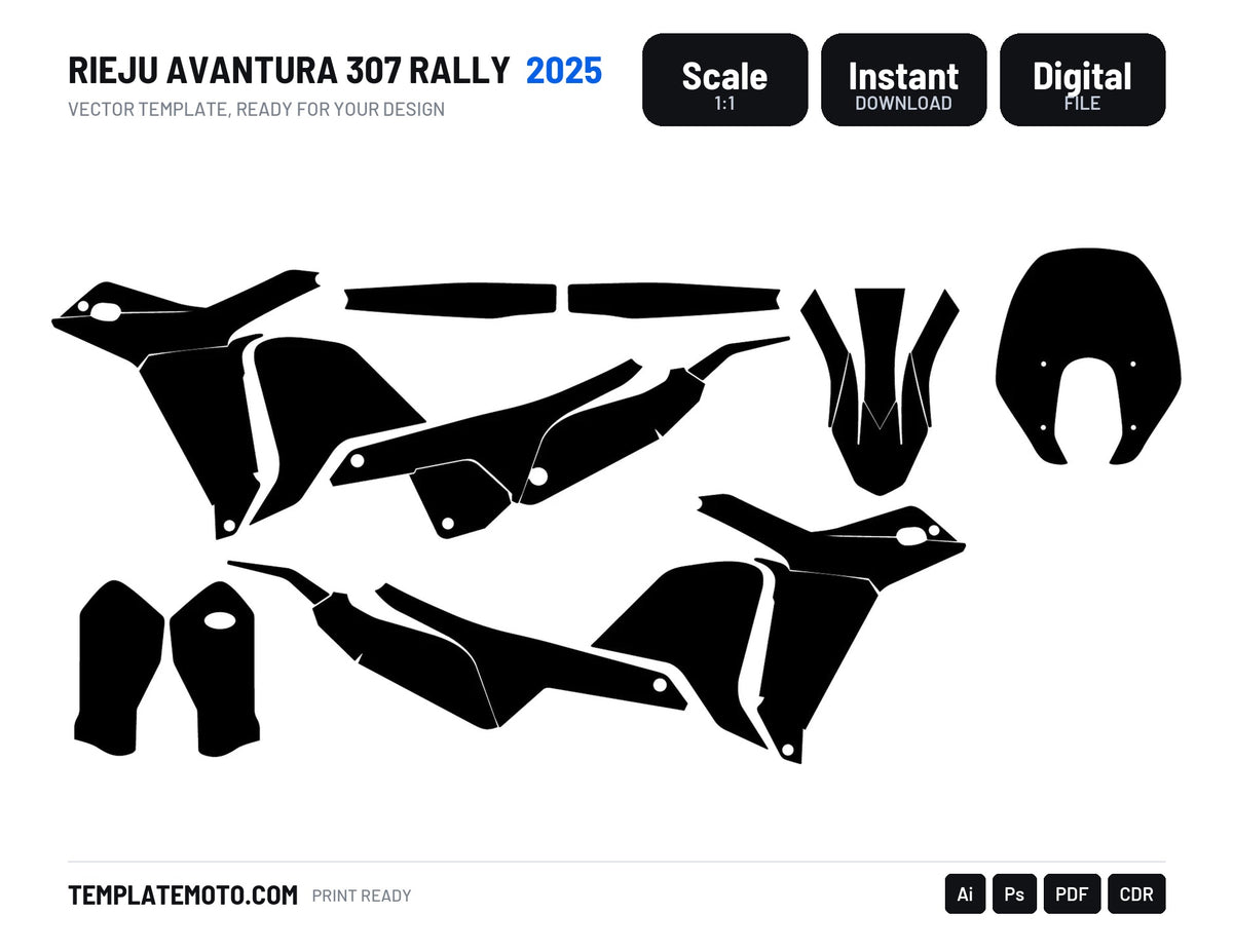 RIEJU AVANTURA 307 RALLY 2025 Template vector graphics