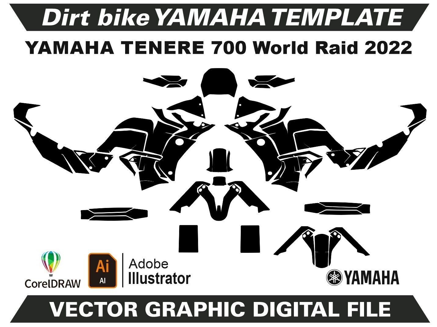 YAMAHA TENERE 700 WORLD RAID Graphics Template Vector – TemplateMoto