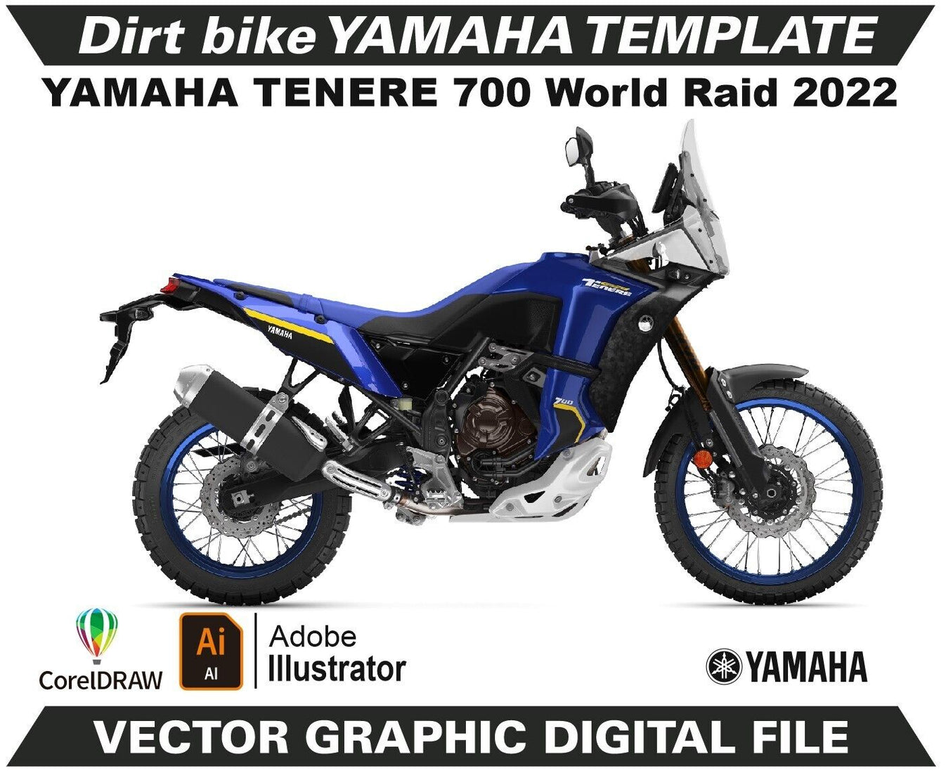 YAMAHA TENERE 700 WORLD RAID Graphics Template Vector – TemplateMoto