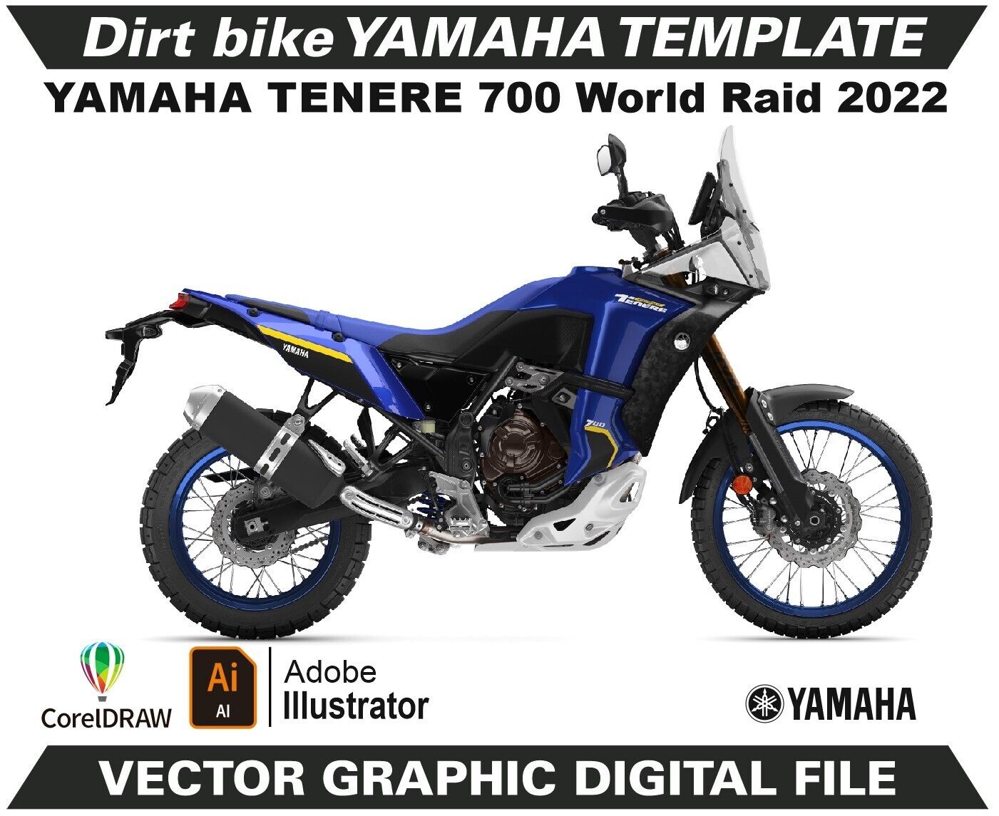 YAMAHA TENERE 700 WORLD RAID Graphics Template Vector