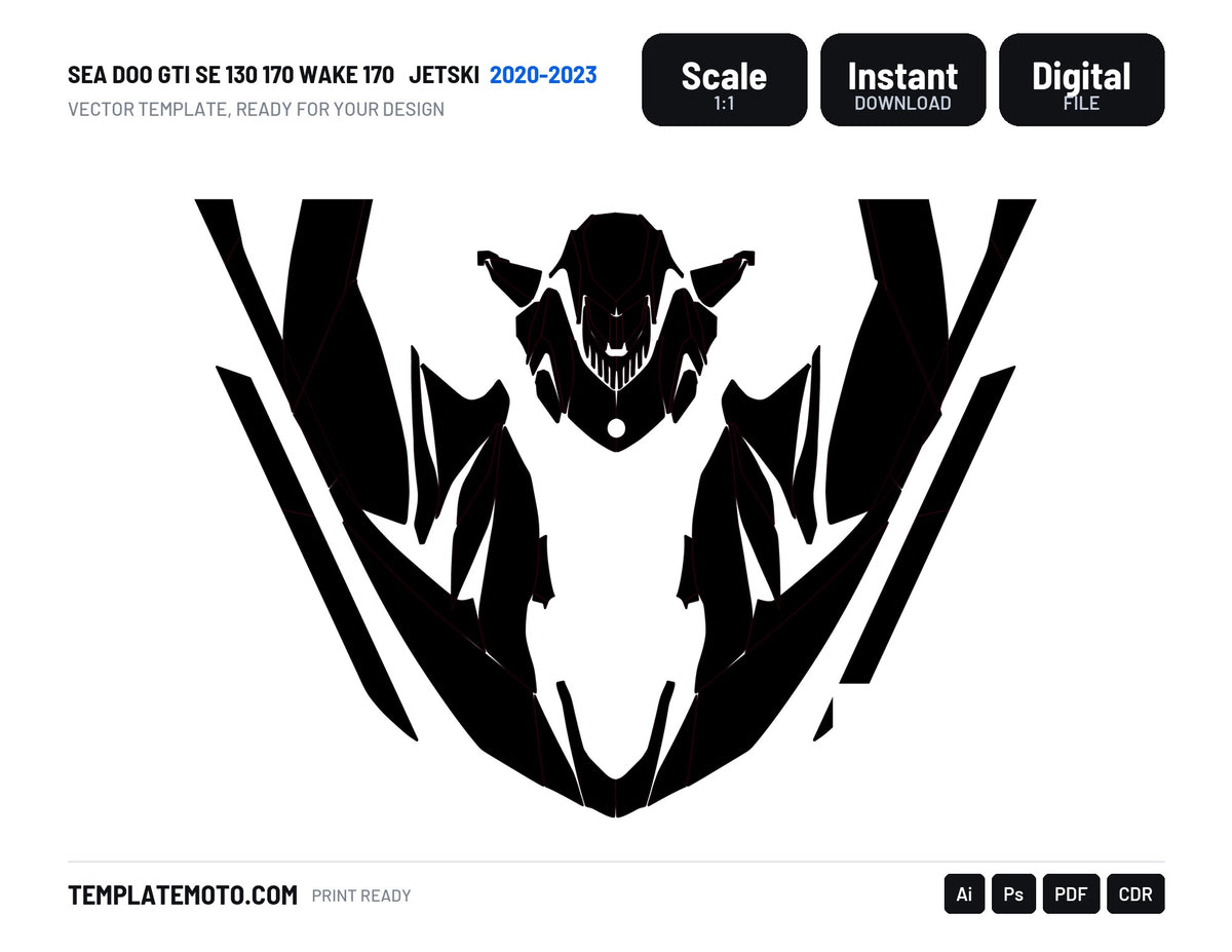 SEA DOO GTI SE 130 170 WAKE 170 2020-2023 Jetski Graphics Template Vector