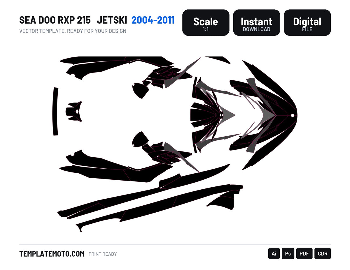 SEA DOO RXP 215 2004-2011 Jetski Graphics Template Vector