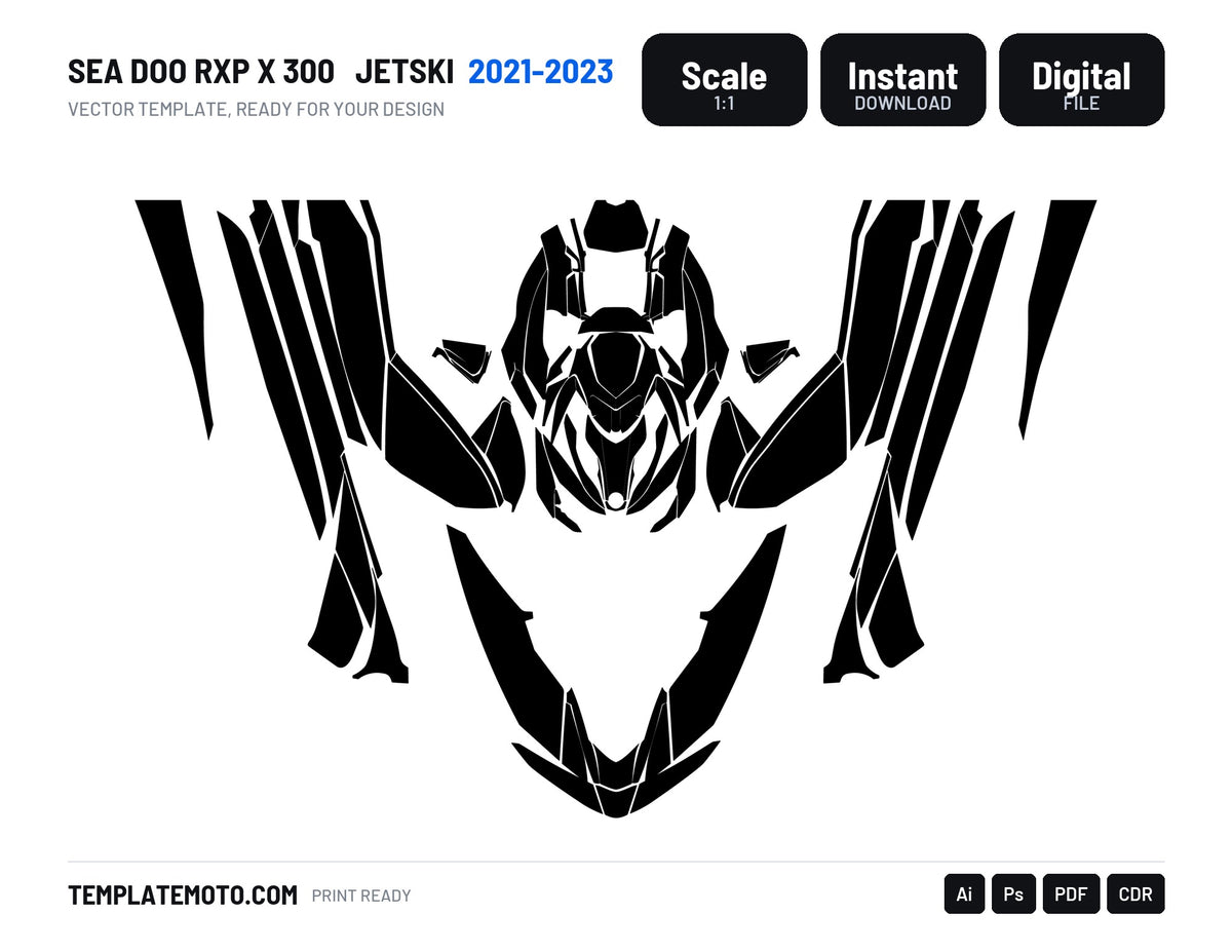 SEA DOO RXP X 300 2021-2023 Jetski Graphics Template Vector