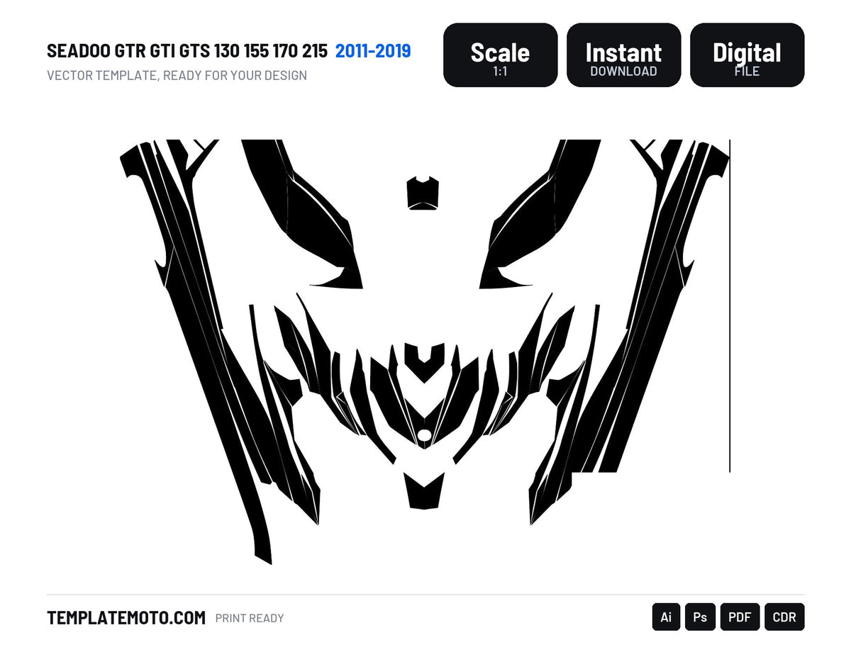 SEADOO GTR GTI GTS 130 155 170 215 2011-2019 template vector
