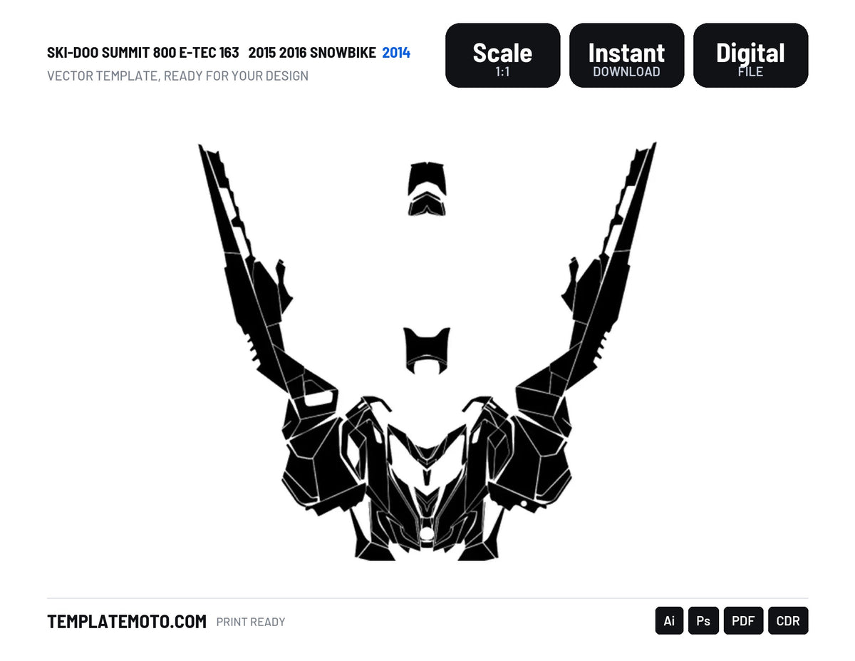 Ski-Doo Summit 800 E-Tec 163 2014 2015 2016 Snowbike Graphics Template Vector