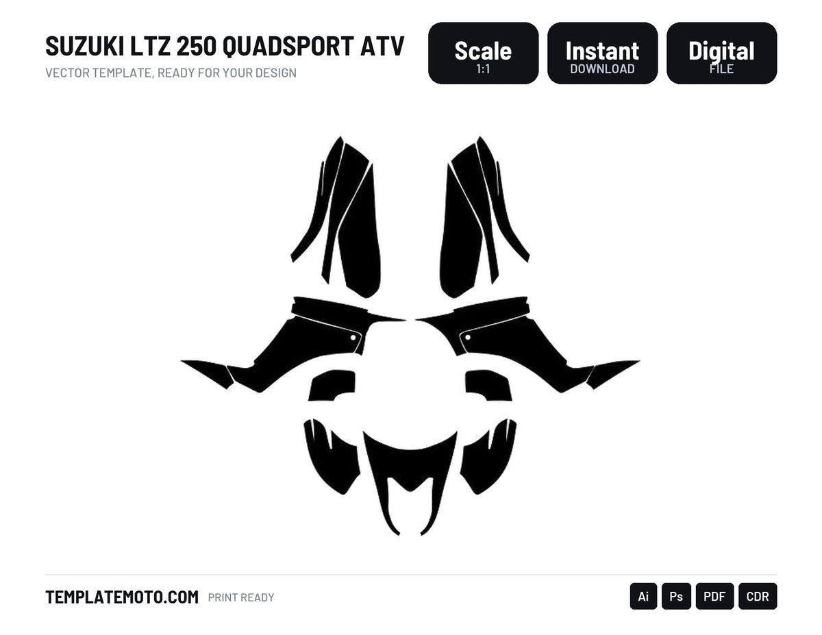SUZUKI LTZ 250 QUADSPORT ATV Graphics Template Vector